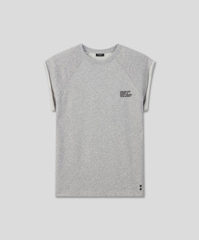 Organic Cotton Sleeveless Sweatshirt "DISCIPLINE": Grey Melange