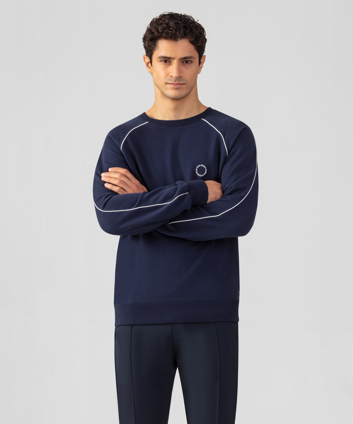 Organic Cotton Sweatshirt w. Piping: Deep Ocean