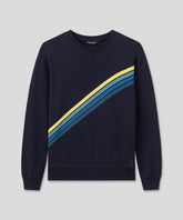 Organic Cotton Sweatshirt w. Diagonal Stripes: Navy