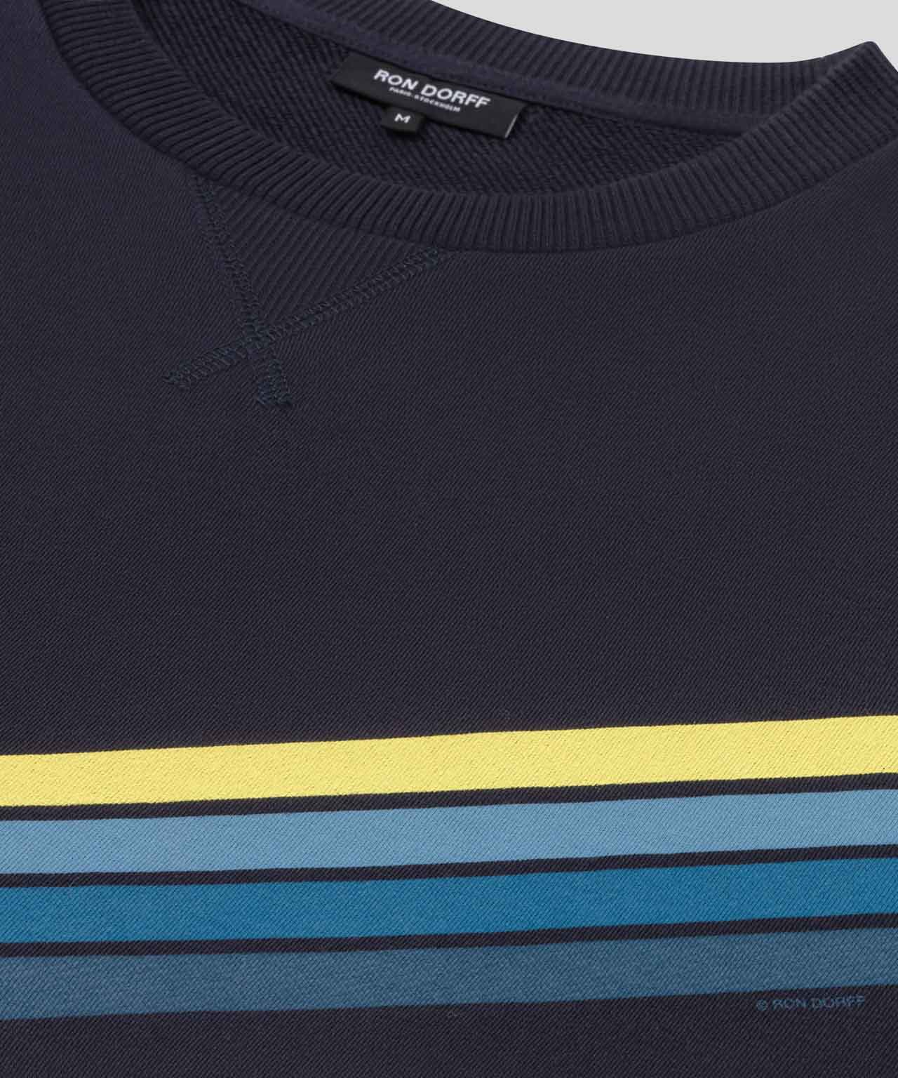 Organic Cotton Sweatshirt w. Diagonal Stripes: Navy