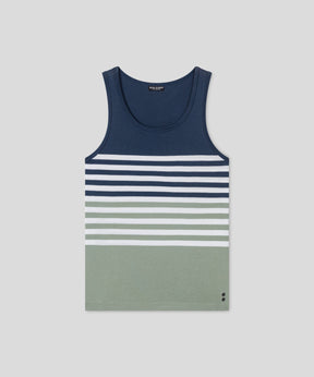 Organic Cotton Tank Top w. Stripes: Deep Ocean