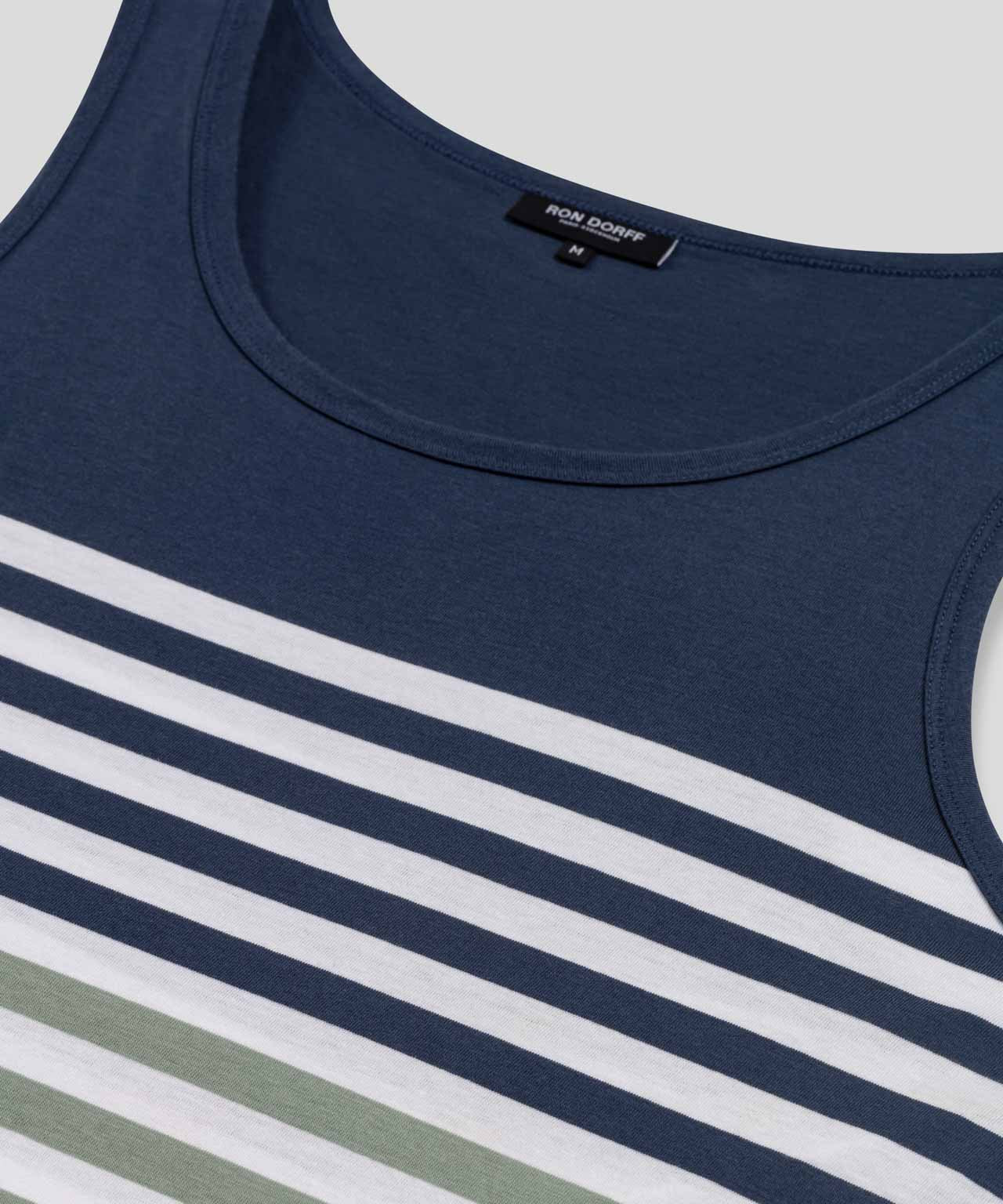 Organic Cotton Tank Top w. Stripes: Deep Ocean