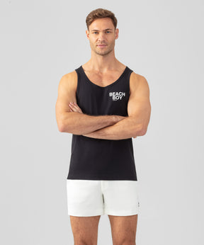 Organic Cotton Tank Top "BEACH BOY": Black