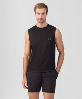 Sports Sleeveless T-Shirts w. Reflective Piping: Black