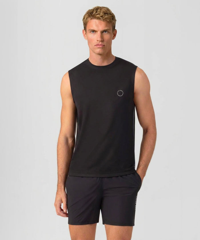 Sports Sleeveless T-Shirts w. Reflective Piping: Black