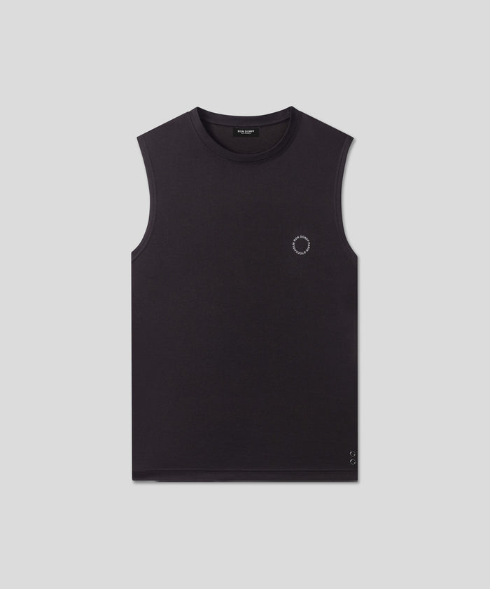 Sports Sleeveless T-Shirts w. Reflective Piping: Black