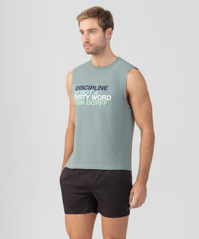 Organic Cotton Sleeveless T-Shirt "DISCIPLINE": Aquamarine