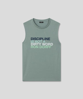 Organic Cotton Sleeveless T-Shirt "DISCIPLINE": Aquamarine