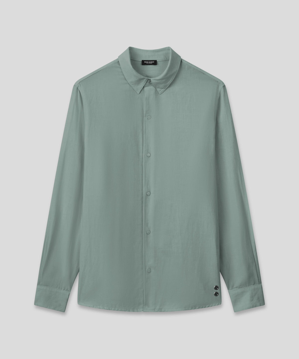 Cotton-Linen Long Sleeved Shirt: Aquamarine