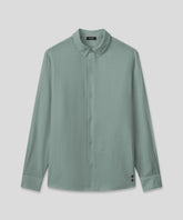 Cotton-Linen Long Sleeved Shirt: Aquamarine