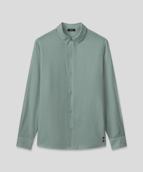 Cotton-Linen Long Sleeved Shirt: Aquamarine