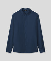 Cotton-Linen Long Sleeve Shirt: Deep Ocean