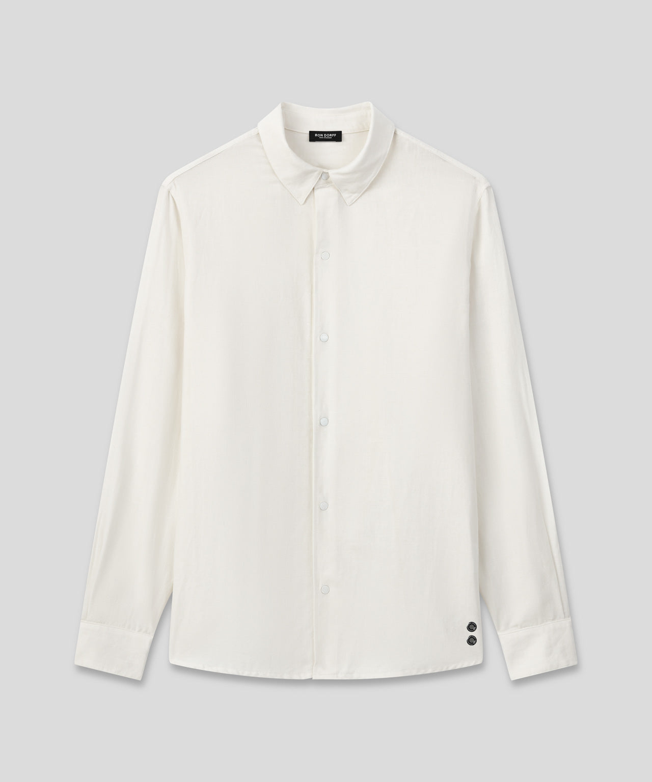 Cotton-Linen Long Sleeve Shirt: Off White