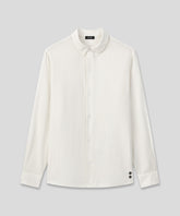 Cotton-Linen Long Sleeve Shirt: Off White