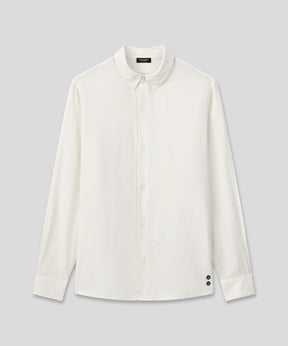 Cotton-Linen Long Sleeve Shirt: Off White