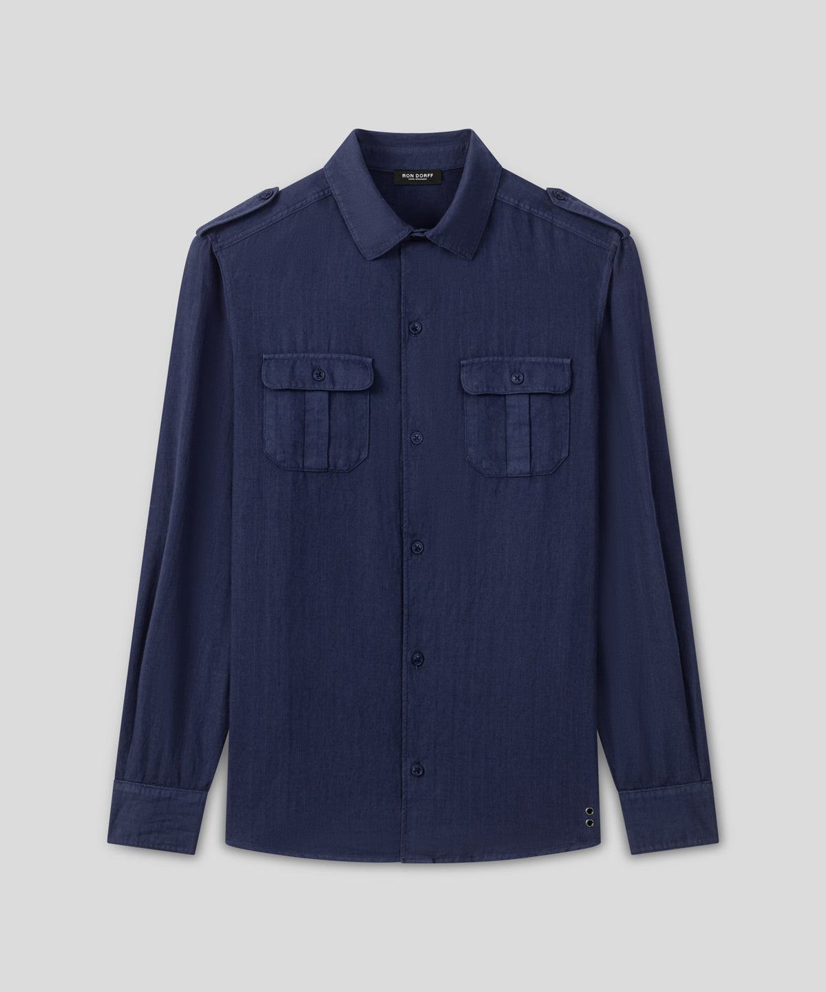 Cotton-Linen Long Sleeve Shirt w. Pockets: Deep Ocean