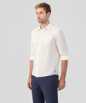 Cotton-Linen Long Sleeve Shirt w. Pockets: Off White