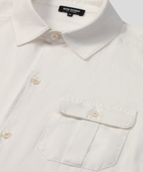 Cotton-Linen Long Sleeve Shirt w. Pockets: Off White