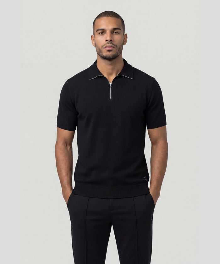 Cotton-Silk RD Polo: Black