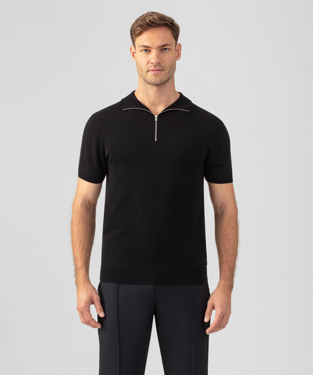 Cotton Silk RD Polo: Black