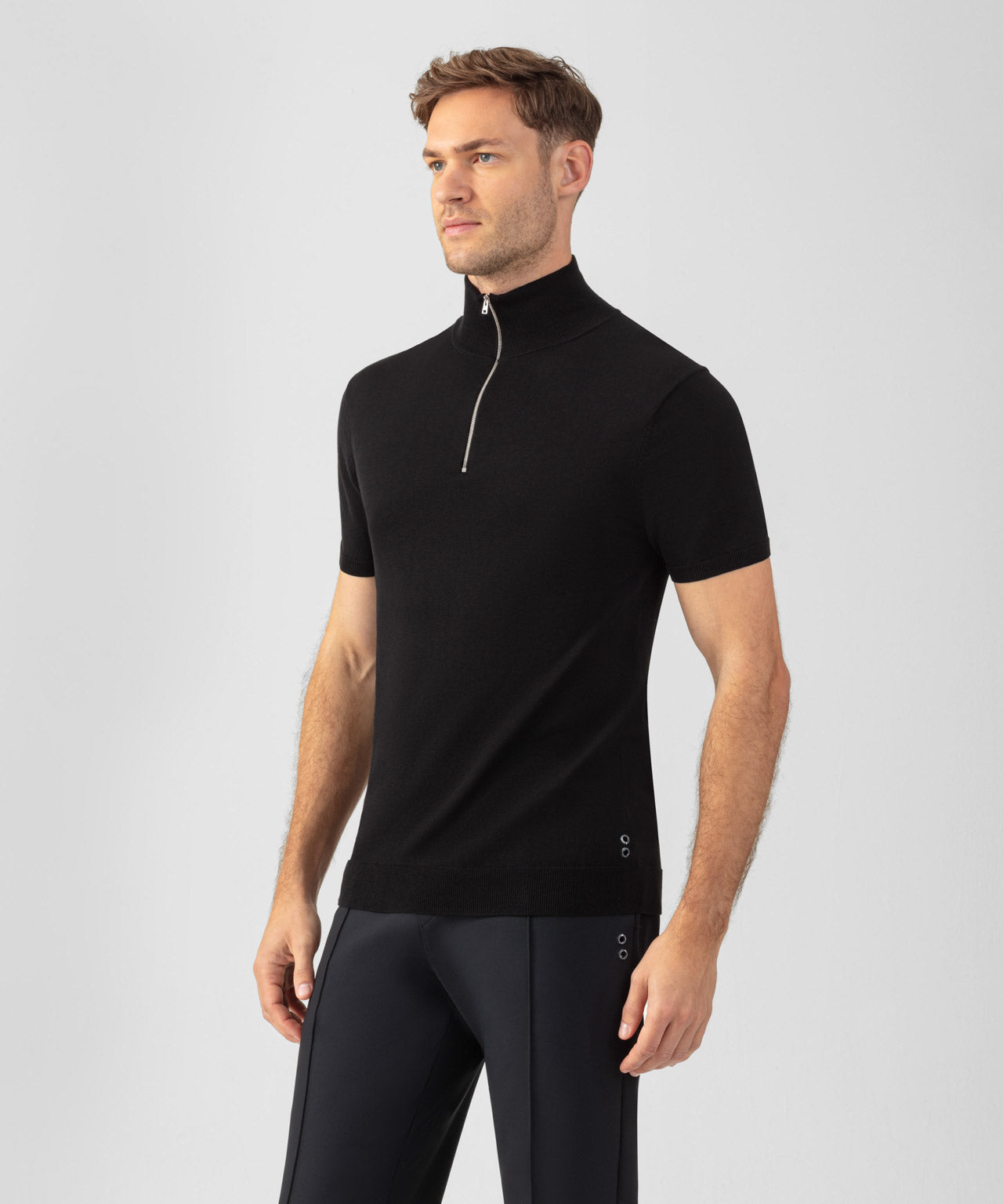 Cotton Silk RD Polo: Black
