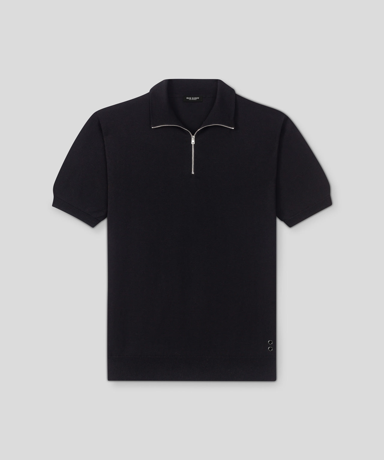 Cotton Silk RD Polo: Black