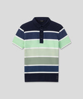 Cotton-Piqué Polo w. Big Stripes: Navy