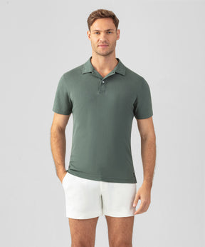 Cotton Mesh RD Polo: Green Shadow