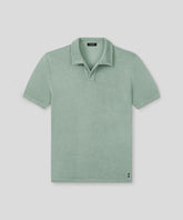 Cotton Terry V Neck Polo: Aquamarine