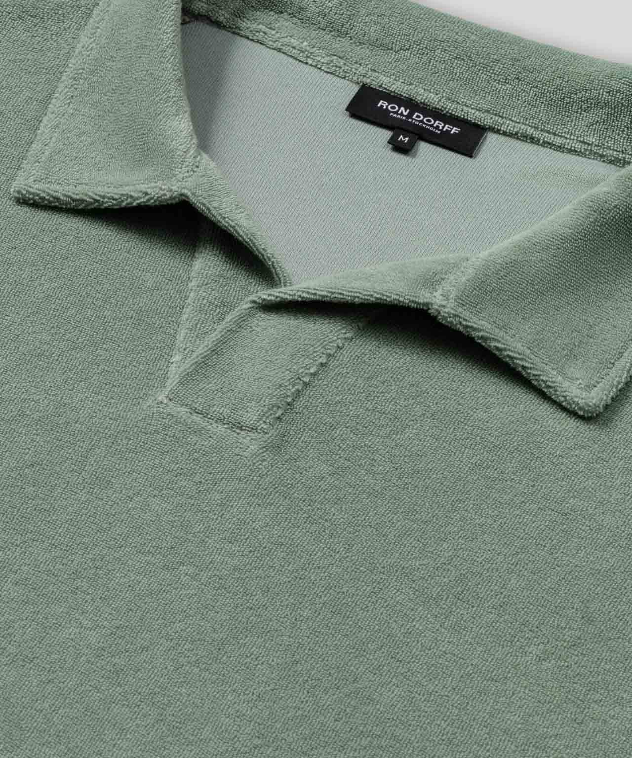 Cotton Terry V Neck Polo: Aquamarine