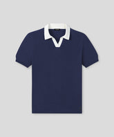 Cotton-Linen Polo: Deep Ocean