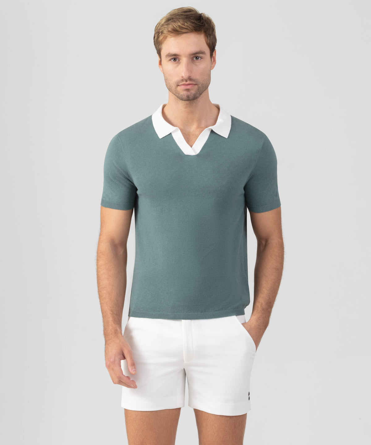 Cotton-Linen Polo: Silver Pine