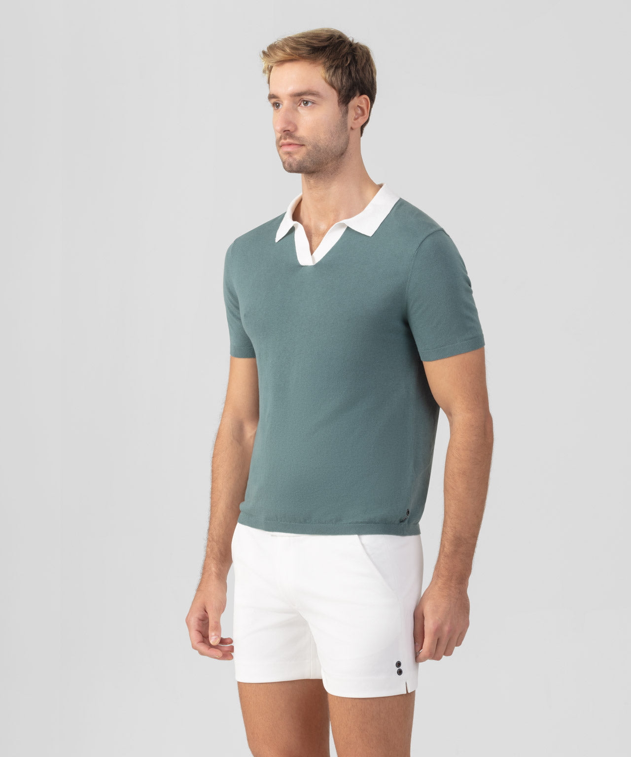 Cotton-Linen Polo: Silver Pine