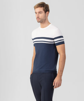 Bicolor Knitted T-Shirt: Deep Ocean