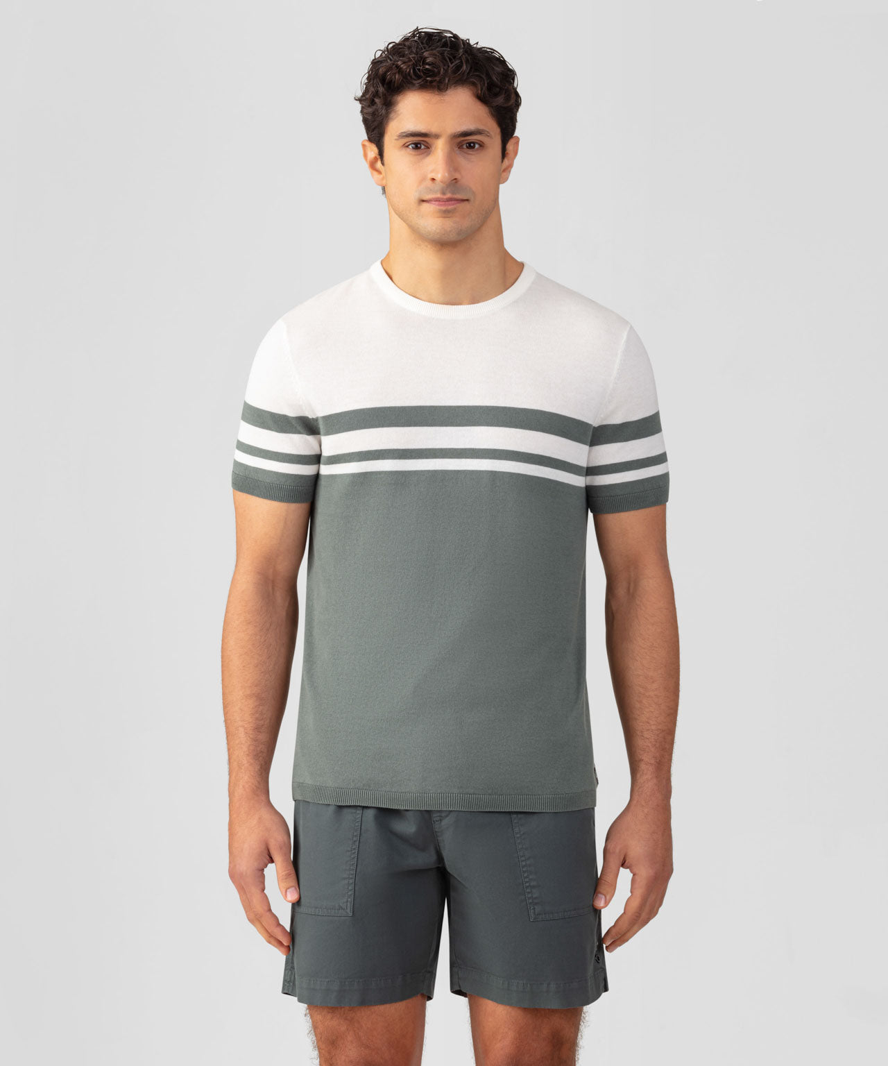 Bicolor Knitted T-Shirt: Green Shadow