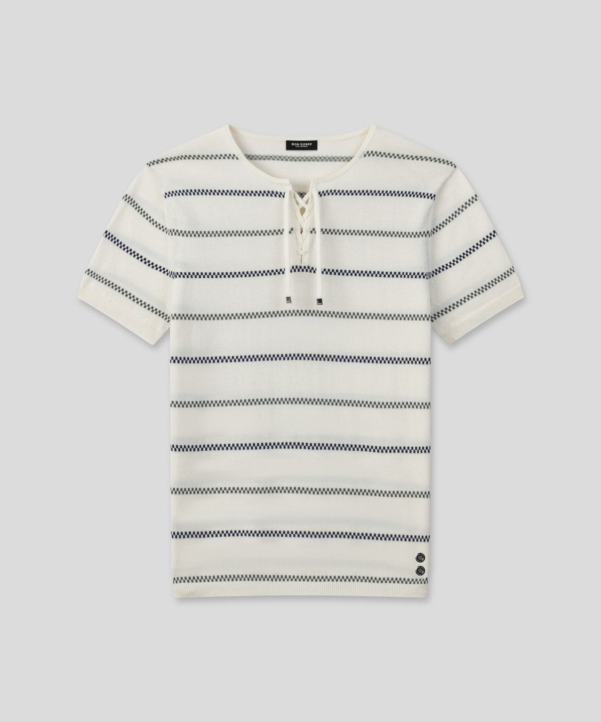 Knitted T-Shirt w. Fisherman Stripes: Off White