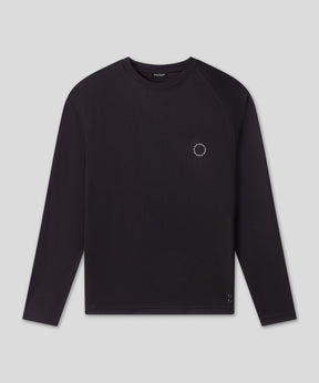 Sports Long-Sleeved T-Shirt w. Reflective Piping: Black