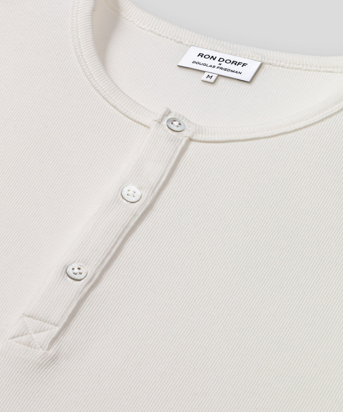 Ribbed Short-Sleeved Henley: Off White