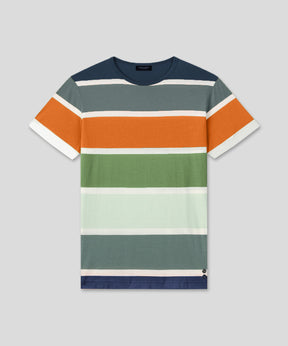 Crew Neck T-Shirt Eyelet Edition w. Big Stripes: Navy