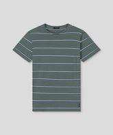 Crew Neck T-Shirt Eyelet Edition w. Double Stripes: Green Shadow