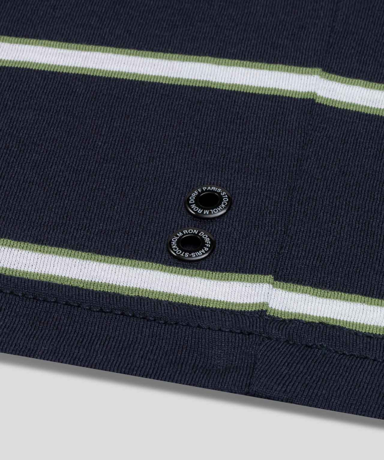 Crew Neck T-Shirt Eyelet Edition w. Double Stripes: Navy