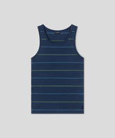 Ribbed Tank Top w. Fisherman Stripes: Deep Ocean