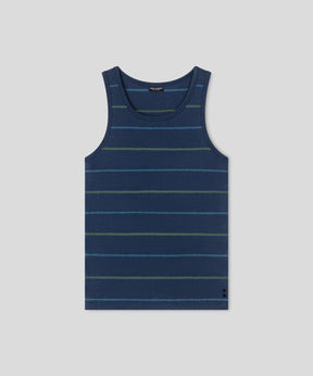 Ribbed Tank Top w. Fisherman Stripes: Deep Ocean