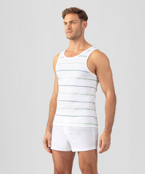 Ribbed Tank Top w. Fisherman Stripes: White