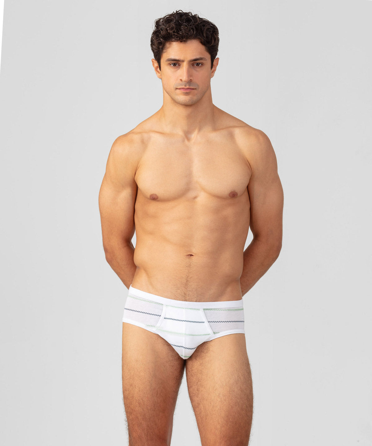 Y-Front Briefs w. Fisherman Stripes: White