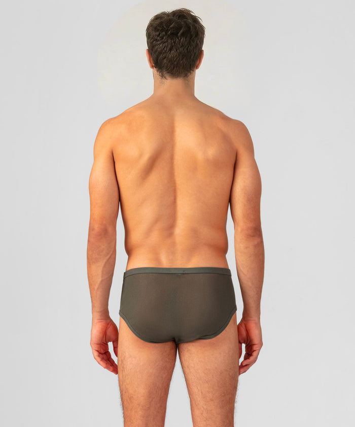 Mesh Y-Front Briefs: Military Green