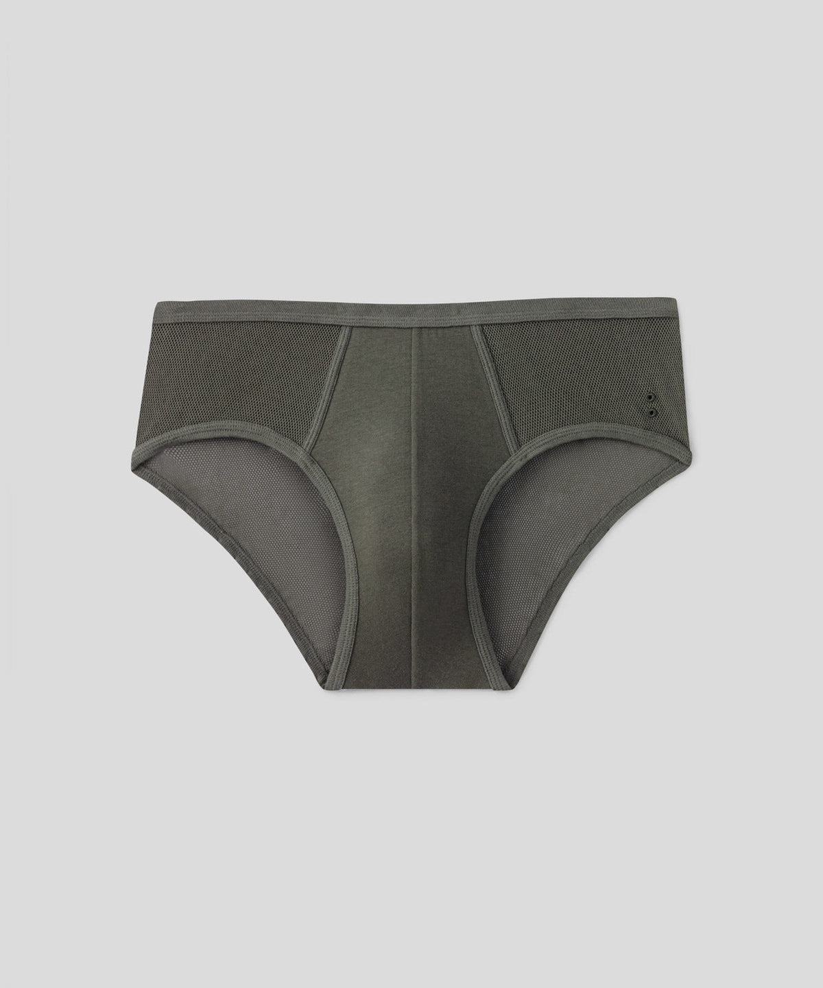 Cotton Mesh Y-Front Briefs: Military Green