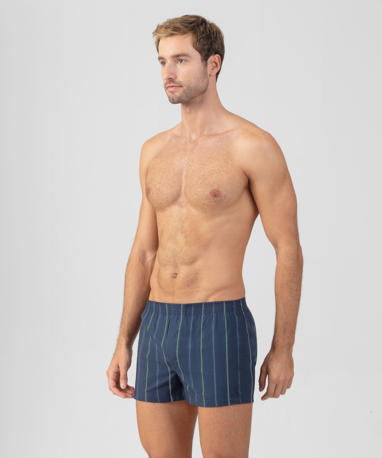 Boxer Shorts w. Fisherman Stripes: Deep Ocean