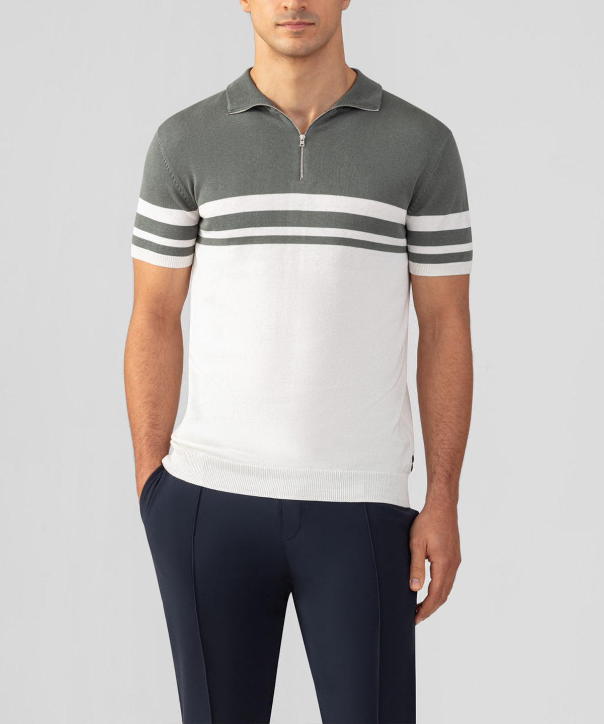 Cotton-Silk RD Polo Bicolor: Green Shadow