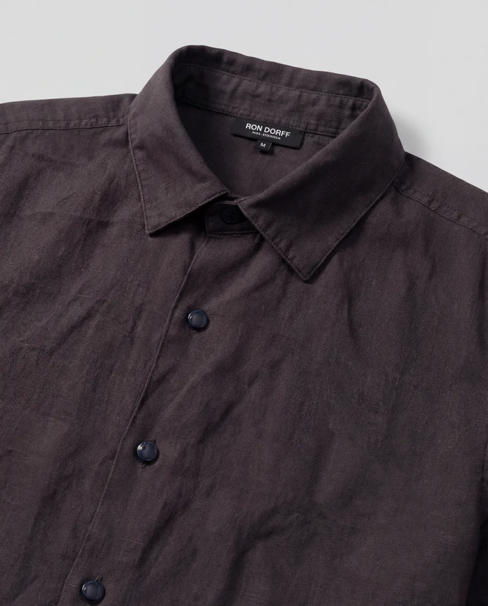 Cotton Linen Long Sleeve Shirt: Espresso